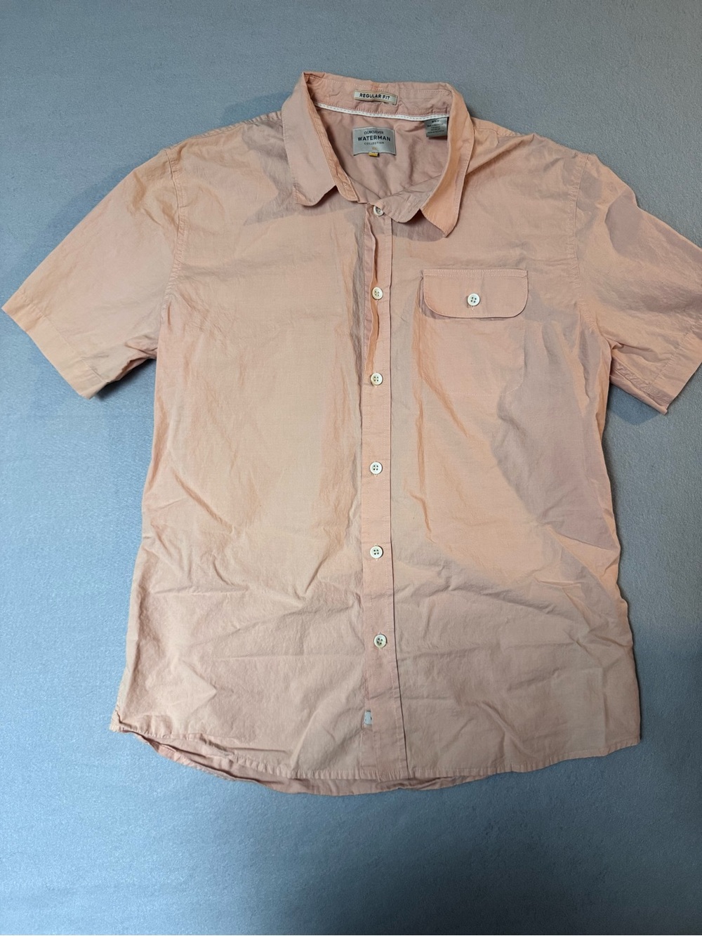 Quiksilver Men’s Peach Short-Sleeve Button-Down Shirt